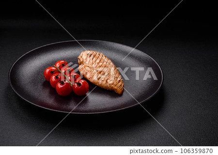Delicious juicy grilled chicken fillet with salt, spices and herbs Delicious juicy grilled chicken fillet with salt, spices and herbs 106359870
