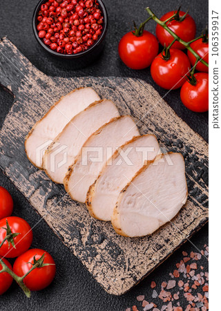 Delicious juicy grilled chicken fillet with salt, spices and herbs Delicious juicy grilled chicken fillet with salt, spices and herbs 106359917