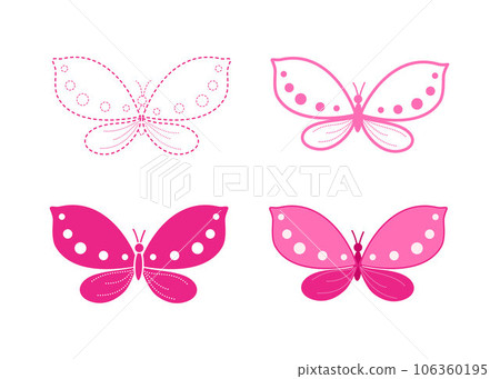 Set of beautiful pink butterflies for... - Stock Illustration ...