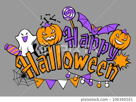 Happy Halloween card. Holiday background with celebration items. 106360581