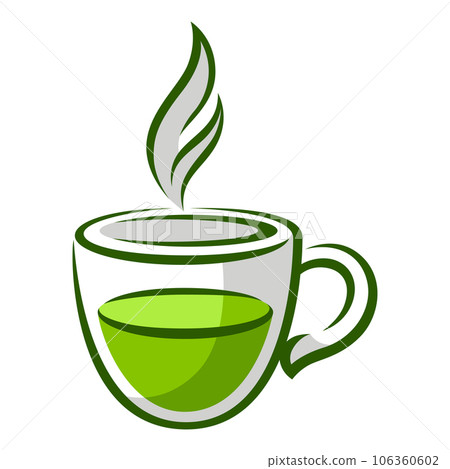 Cup of green tea. Illustration of traditional drink. Cup of green tea. Illustration of traditional drink. 106360602