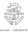 Car Rental Vampervan Vintage Logo Label hand Drawn. Vector 106360678