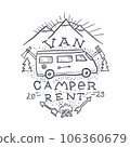 Car Rental Vampervan Vintage Logo Label hand Drawn. Vector 106360679