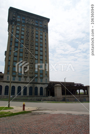 DETROIT, MICHIGAN, UNITED STATES - MAY 5th 2018: A view of the old Michigan Central Station building in Detroit which served as a major railway depot from 1914 - 1988 DETROIT, MICHIGAN, UNITED STATES - MAY 5th 2018: A view of the old Michigan Central Station building in Detroit which served as a major railway depot from 1914 - 1988 106360949