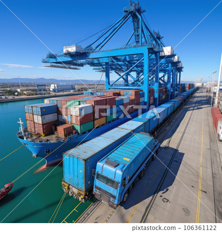 Loading containers on a cargo ship 106361122