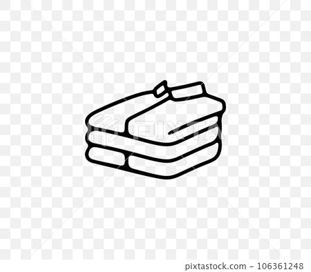 Stack of folded clothes, shirts and t-shirts, linear graphic design. Clothing, apparel, garment, laundry, ironing and ironing clothes, vector design and illustration 106361248