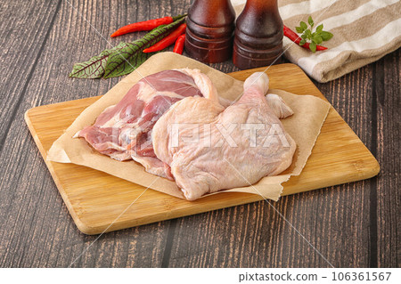 Raw duck leg ready for cooking 106361567