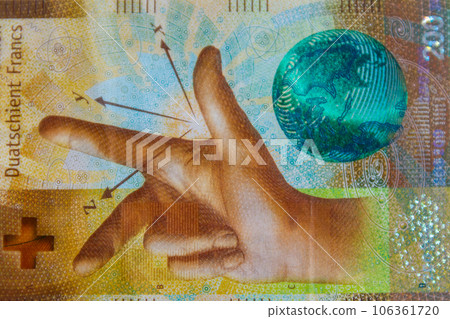 Macro shot of two hundred swiss francs banknote 106361720
