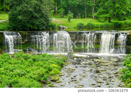 Jagala Waterfall in Northern Estonia, highest natural waterfall in Estonia on sunny summer day Jagala Waterfall in Northern Estonia, highest natural waterfall in Estonia on sunny summer day 106361879