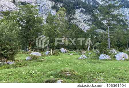 Altaussee Lake in Austria where you can take a walk around the lakeside and feel the energy of nature 106361904