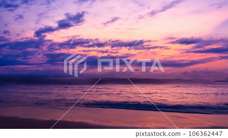 beautiful sunset on the beach 106362447
