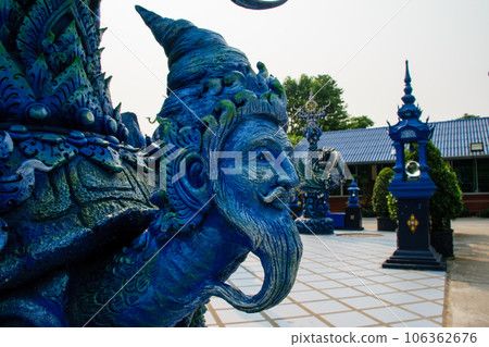 Blue Temple (Wat Rong Suea Ten) Beautiful temple in Chiang Rai province Blue Temple (Wat Rong Suea Ten) Beautiful temple in Chiang Rai province 106362676