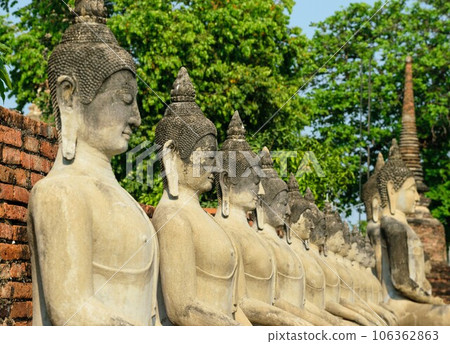 Beautiful Buddhas of Ayutthaya ruins, at Wat Ratchaburana and Wat Phra Si Sanphet temple. 106362863