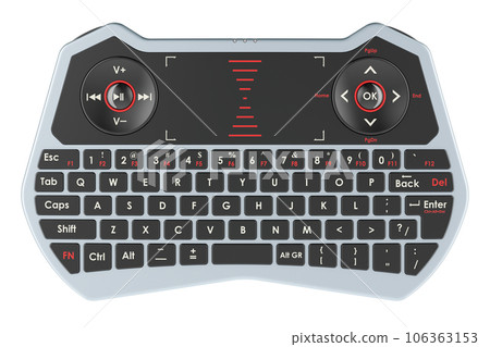 Mini Wireless Keyboard with Touchpad Mouse Wireless Multi-device Keyboard, front view. 3D rendering Mini Wireless Keyboard with Touchpad Mouse Wireless Multi-device Keyboard, front view. 3D rendering 106363153