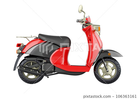 Motor scooter, scooter. Red color, side view. 3D rendering 106363161