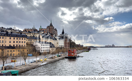 Panoramic view in Stockholm, Sweden on a cloudy day 106363334