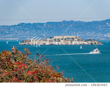Sunny view of the building of Alcatraz Island Sunny view of the building of Alcatraz Island 106363483