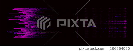 Trendy glitch pattern on dark background. Modern style vector. Abstract geometric elements 106364030