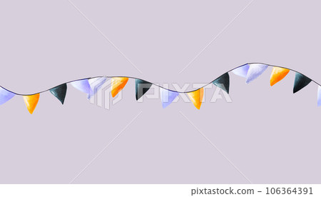 Watercolor frame with festive flags for halloween illustration. Hand painting postcard isolated on white background. For designers, decoration, shop, for postcards, wrapping paper, covers. For posters 106364391