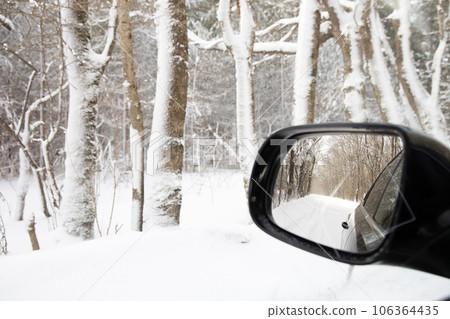 reflection of winter road reflection of winter road 106364435
