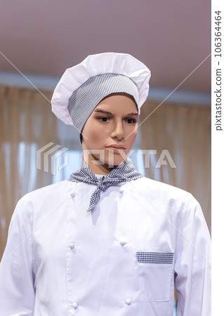 Chef Mannequin in white clothes and a hat Chef Mannequin in white clothes and a hat 106364464