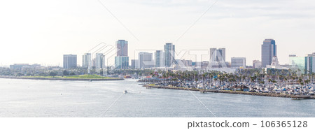Long Beach California the USA port skyline with skyscrapers 106365128