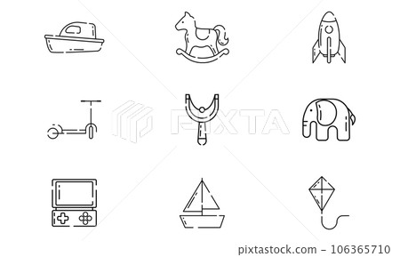 Set of different flat toy icons Vector - Stock Illustration [106365710 ...