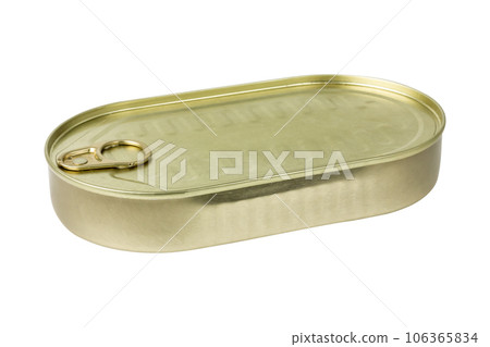 Canned food isolated on white background. Tin can close-up. 106365834