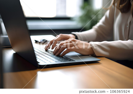 使用計算機 AI 生成的女人的手 106365924