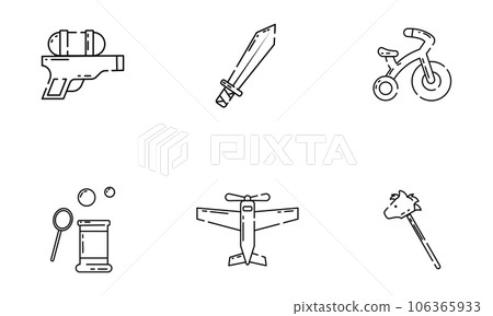 Set of different flat toy icons Vector Set of different flat toy icons Vector 106365933