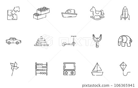 Set of different flat toy icons Vector 106365941