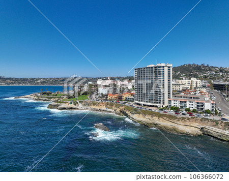 Aerial view of La Jolla town and beach. San Diego California Aerial view of La Jolla town and beach. San Diego California 106366072