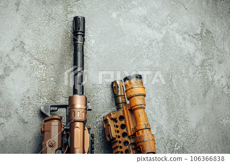 Modern weapon series. US Army assault rifle, close up. Modern weapon series. US Army assault rifle, close up. 106366838