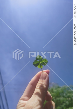 Blue sky and four-leaf clover 106367223