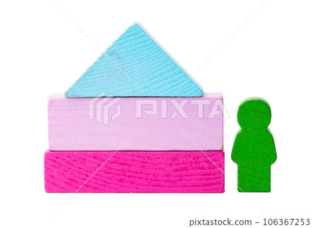 Colorful toy constructor pieces isolated on white 106367253
