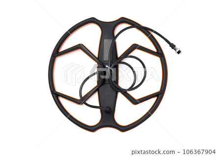 Search coil of metal detector isolated on white Search coil of metal detector isolated on white 106367904