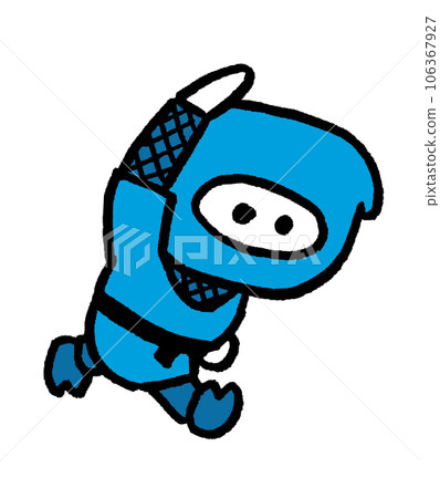 使用忍術的藍色衣服的可愛忍者 106367927