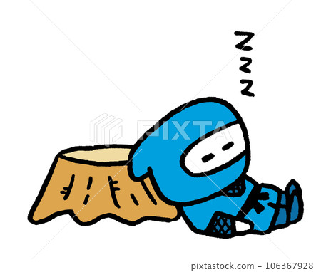 使用忍術的藍色衣服的可愛忍者 使用忍術的藍色衣服的可愛忍者 106367928