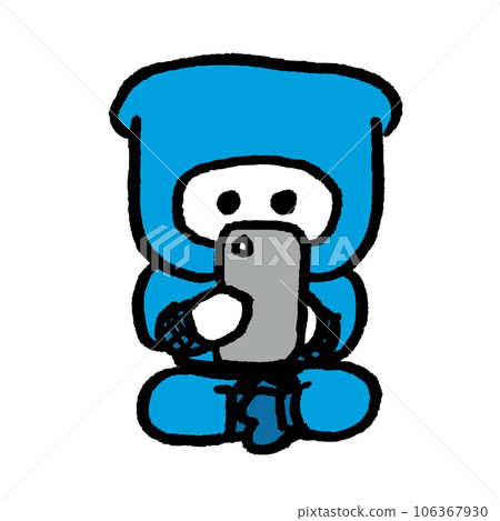 使用忍術的藍色衣服的可愛忍者 使用忍術的藍色衣服的可愛忍者 106367930