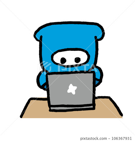 使用忍術的藍色衣服的可愛忍者 106367931