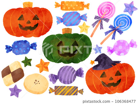Halloween illustration set hand drawn watercolor style 106368477