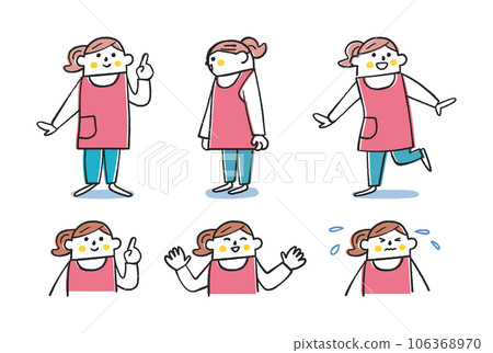 穿著圍裙的埃森塞爾工人的各種面部表情設置插畫素材 穿著圍裙的埃森塞爾工人的各種面部表情設置插畫素材 106368970