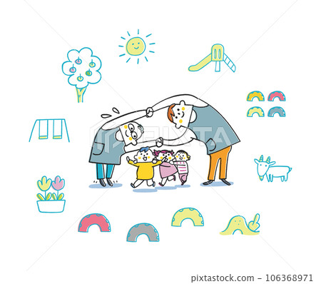 男老師帶孩子玩火車設置插畫素材 男老師帶孩子玩火車設置插畫素材 106368971