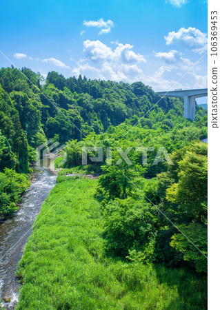 Tone River tributary Usune River towards Kanetsu Expressway Numata City Tone River tributary Usune River towards Kanetsu Expressway Numata City 106369453