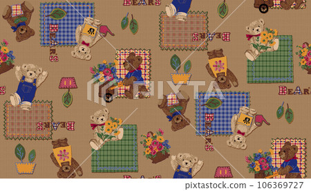 Flower shop bear textile pattern illustration Flower shop bear textile pattern illustration 106369727