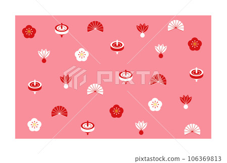 插畫素材：2024龍年賀年片2_簡單可愛的新年圖案_向量素材 106369813