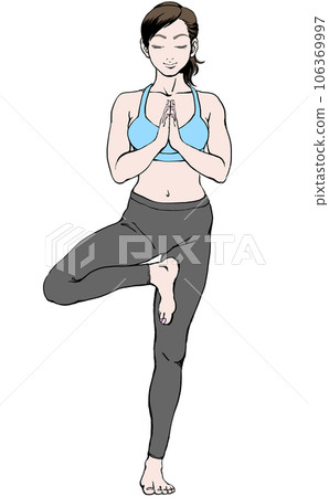 Young woman doing yoga/tree pose_meditation 2 106369997