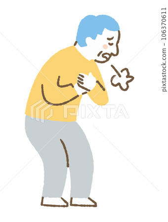 Elderly man with chest pain _ color 106370611