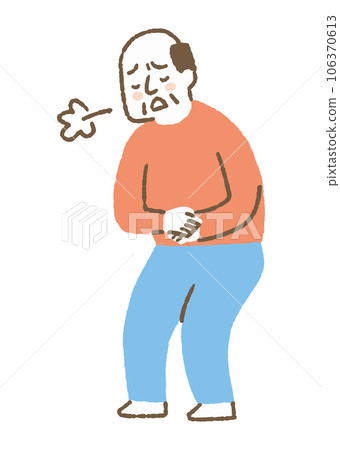 Elderly man with stomachache _ color 106370613