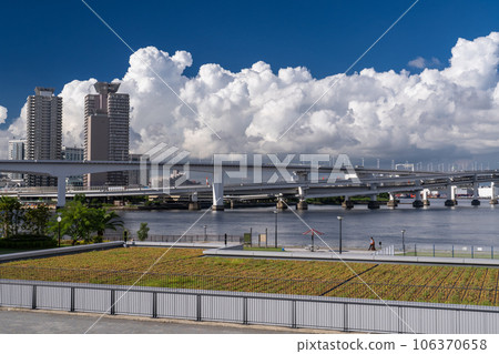 "Tokyo" Tokyo cityscape in the summer sky, Tokyo Bay area "Tokyo" Tokyo cityscape in the summer sky, Tokyo Bay area 106370658